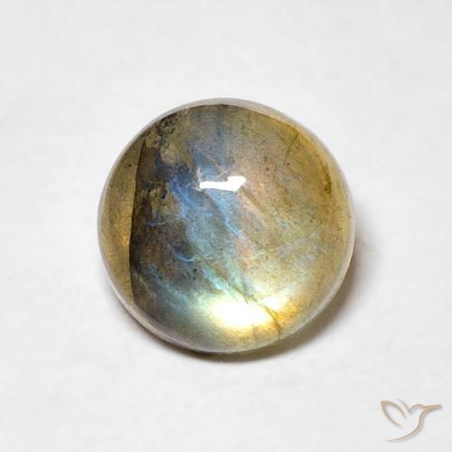 1.45ct Натуральный Многоцветный Лабрадорит, Круглый, Полупрозрачный