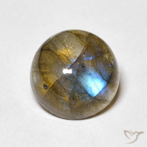 3.48ct Натуральный Многоцветный Лабрадорит, Круглый, Полупрозрачный