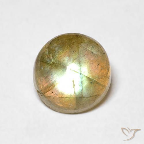 1.48ct Натуральный Многоцветный Лабрадорит, Круглый, Полупрозрачный