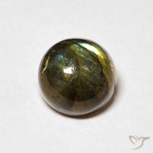 1.02ct Натуральный Многоцветный Лабрадорит, Круглый, Полупрозрачный