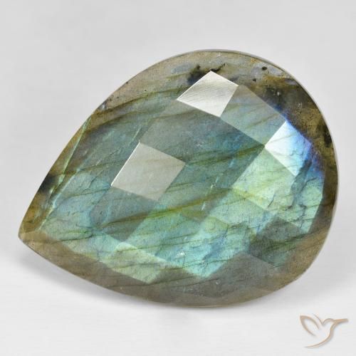 49.73ct Натуральный Многоцветный Лабрадорит, Форма груши, Непрозрачный