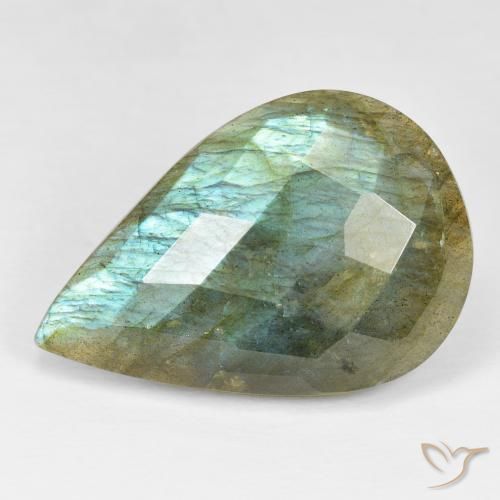 25.05ct Натуральный Многоцветный Лабрадорит, Форма груши, Непрозрачный