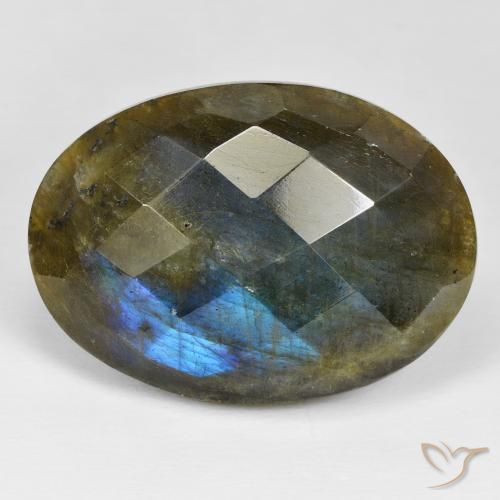 45.71ct Натуральный Многоцветный Лабрадорит, Овал, Непрозрачный