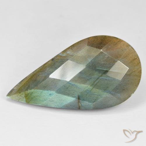 31.85ct Натуральный Многоцветный Лабрадорит, Форма груши, Непрозрачный