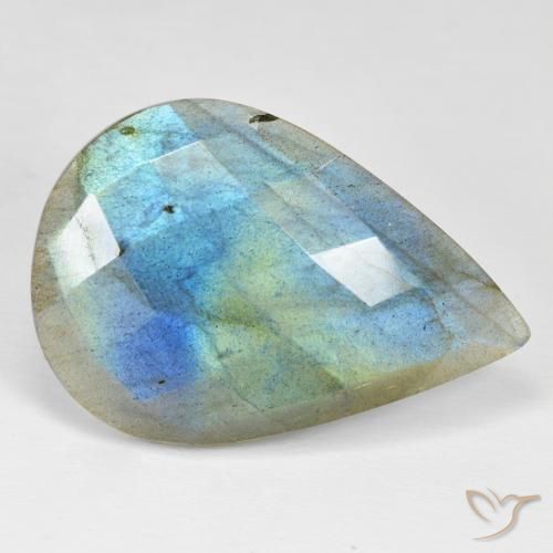 28.45ct Натуральный Многоцветный Лабрадорит, Форма груши, Непрозрачный