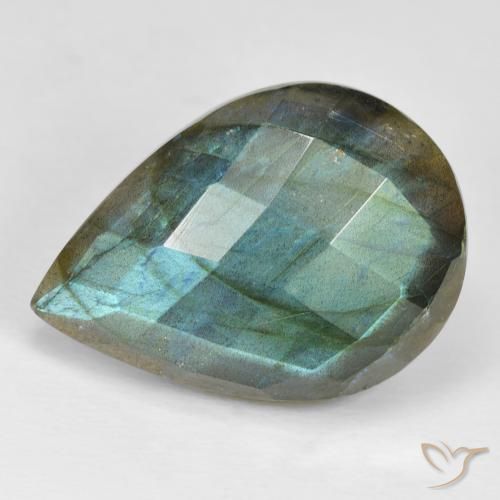 24.15ct Натуральный Многоцветный Лабрадорит, Форма груши, Непрозрачный