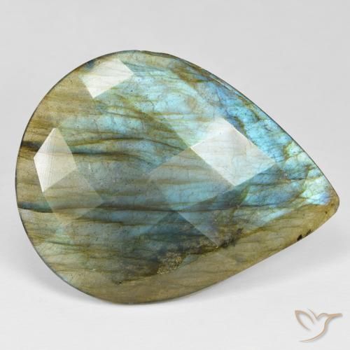34.55ct Натуральный Многоцветный Лабрадорит, Форма груши, Непрозрачный
