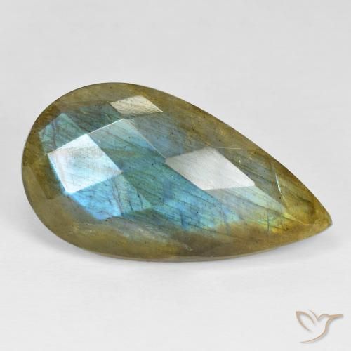 25.95ct Натуральный Многоцветный Лабрадорит, Форма груши, Непрозрачный
