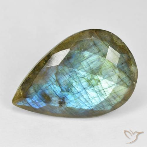 22.68ct Натуральный Многоцветный Лабрадорит, Форма груши, Непрозрачный