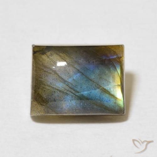 3.22ct Натуральный Многоцветный Лабрадорит, Огранка Багет, Полупрозрачный