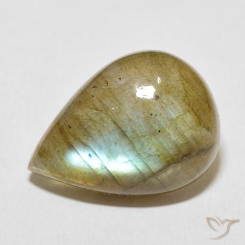 11.89ct Натуральный Многоцветный Лабрадорит, Форма груши, Полупрозрачный