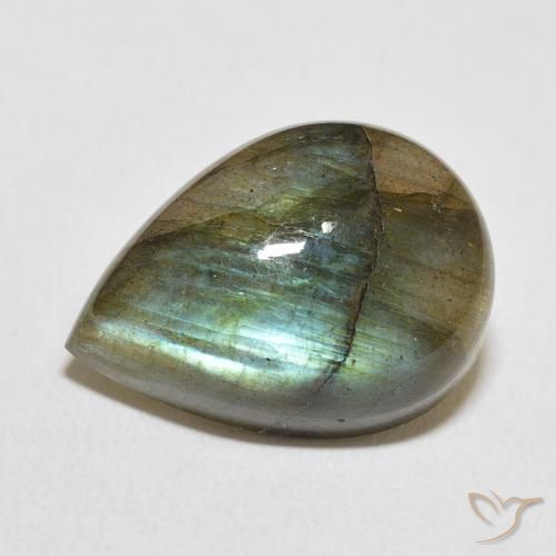 12.62ct Натуральный Многоцветный Лабрадорит, Форма груши, Полупрозрачный