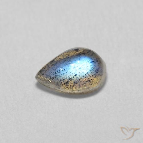0.61ct Натуральный Многоцветный Лабрадорит, Форма груши, Полупрозрачный