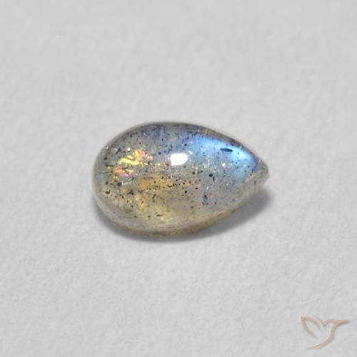 0.57ct Натуральный Многоцветный Лабрадорит, Форма груши, Полупрозрачный