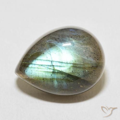 11.20ct Натуральный Многоцветный Лабрадорит, Форма груши, Полупрозрачный