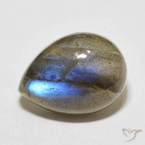 10.55ct Натуральный Многоцветный Лабрадорит, Форма груши, Полупрозрачный