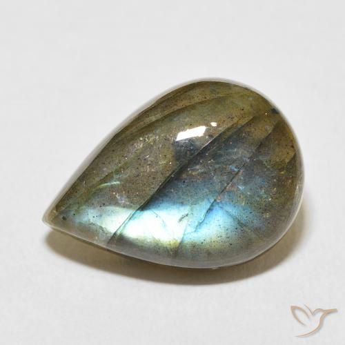 11.39ct Натуральный Многоцветный Лабрадорит, Форма груши, Полупрозрачный