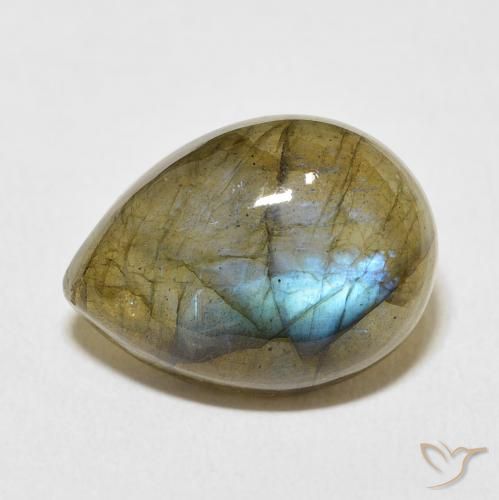 8.95ct Натуральный Многоцветный Лабрадорит, Форма груши, Полупрозрачный