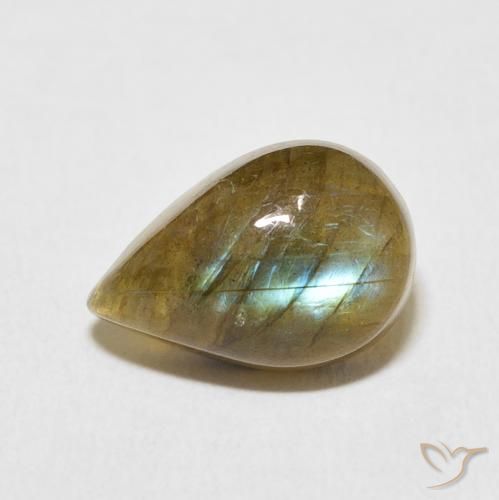 5.27ct Натуральный Многоцветный Лабрадорит, Форма груши, Полупрозрачный