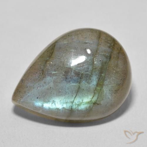 16.02ct Натуральный Многоцветный Лабрадорит, Форма груши, Полупрозрачный