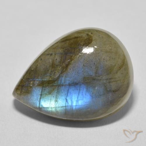 16.75ct Натуральный Многоцветный Лабрадорит, Форма груши, Полупрозрачный