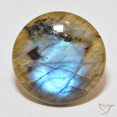 31.45ct Натуральный Многоцветный Лабрадорит, Круглый, Полупрозрачный