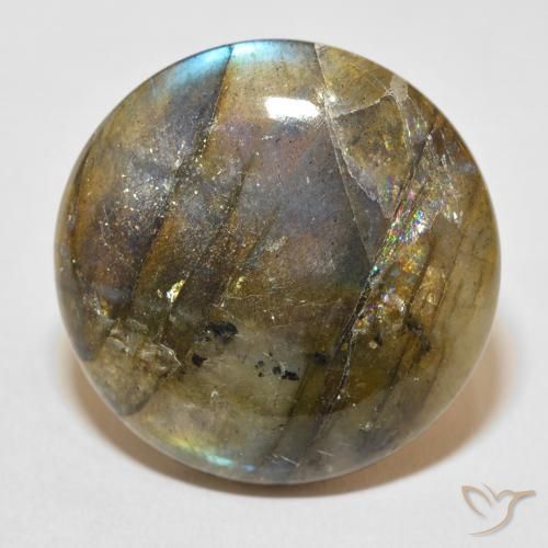 33.96ct Натуральный Многоцветный Лабрадорит, Круглый, Полупрозрачный