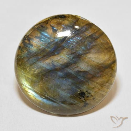 27.85ct Натуральный Многоцветный Лабрадорит, Круглый, Полупрозрачный