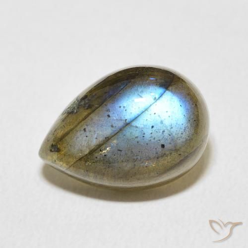 6.74ct Натуральный Многоцветный Лабрадорит, Форма груши, Полупрозрачный