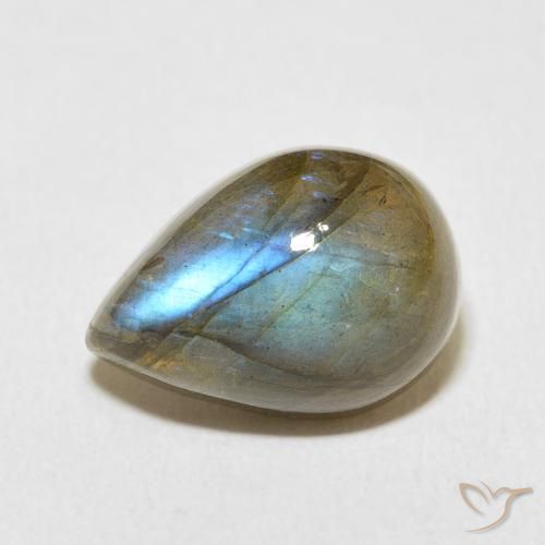 6.89ct Натуральный Многоцветный Лабрадорит, Форма груши, Полупрозрачный