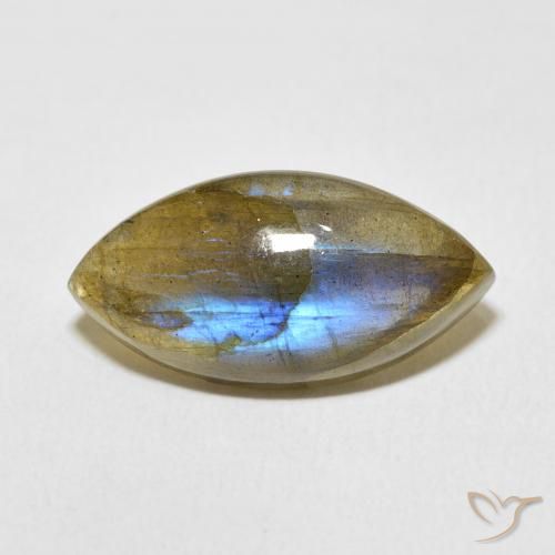 9.13ct Натуральный Многоцветный Лабрадорит, Маркиза, Полупрозрачный