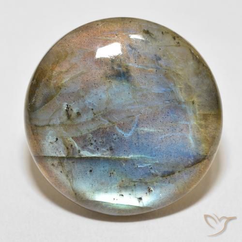 34.40ct Натуральный Многоцветный Лабрадорит, Круглый, Полупрозрачный