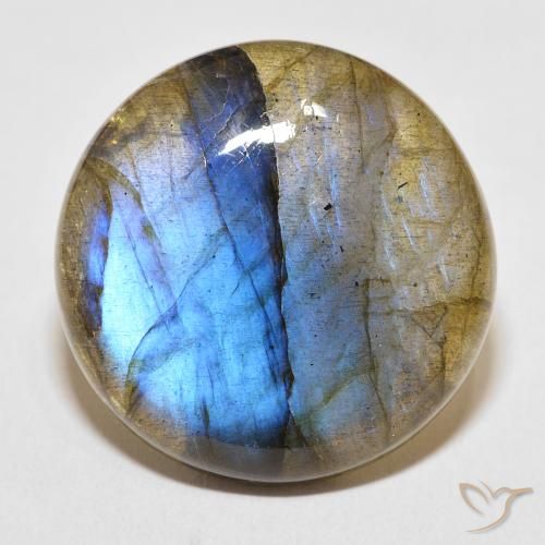 33.60ct Натуральный Многоцветный Лабрадорит, Круглый, Полупрозрачный