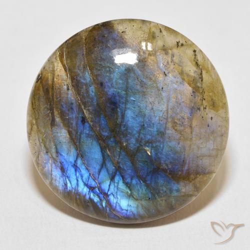 28.95ct Натуральный Многоцветный Лабрадорит, Круглый, Полупрозрачный