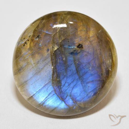 30.59ct Натуральный Многоцветный Лабрадорит, Круглый, Полупрозрачный