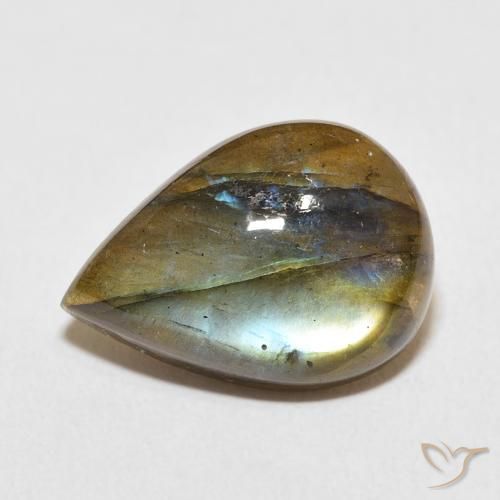 11.18ct Натуральный Многоцветный Лабрадорит, Форма груши, Полупрозрачный