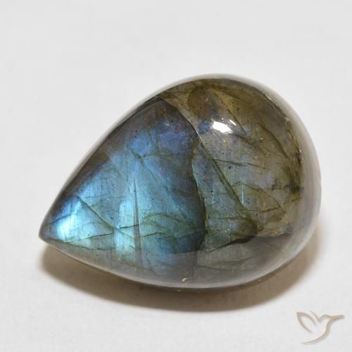 19.61ct Натуральный Многоцветный Лабрадорит, Форма груши, Полупрозрачный