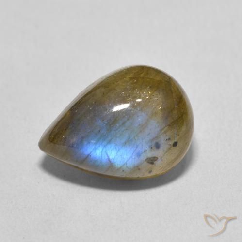 6.34ct Натуральный Многоцветный Лабрадорит, Форма груши, Полупрозрачный