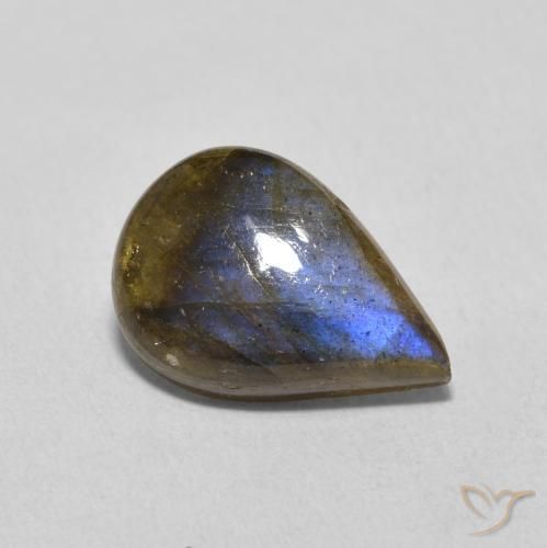 4.18ct Натуральный Многоцветный Лабрадорит, Форма груши, Полупрозрачный