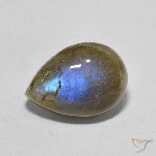 6.76ct Натуральный Многоцветный Лабрадорит, Форма груши, Полупрозрачный
