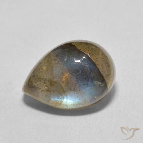 7.61ct Натуральный Многоцветный Лабрадорит, Форма груши, Полупрозрачный