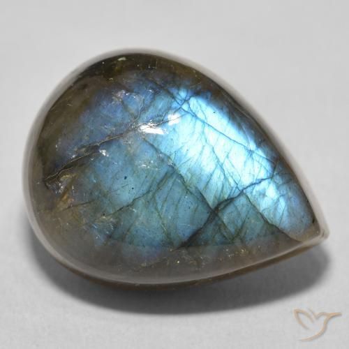 21.51ct Натуральный Многоцветный Лабрадорит, Форма груши, Полупрозрачный