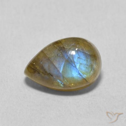 1.77ct Натуральный Многоцветный Лабрадорит, Форма груши, Полупрозрачный
