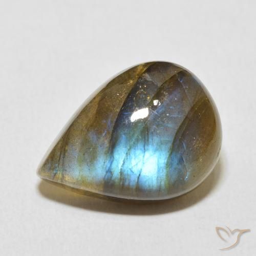 12.83ct Натуральный Многоцветный Лабрадорит, Форма груши, Полупрозрачный