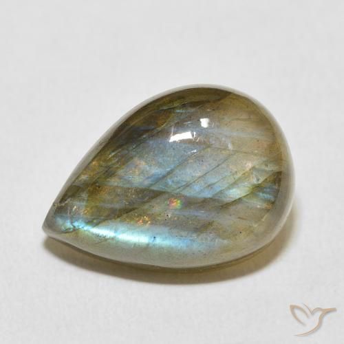 12.23ct Натуральный Многоцветный Лабрадорит, Форма груши, Полупрозрачный