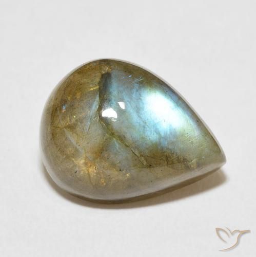9.66ct Натуральный Многоцветный Лабрадорит, Форма груши, Полупрозрачный