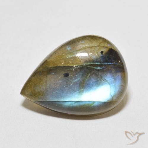 12.79ct Натуральный Многоцветный Лабрадорит, Форма груши, Полупрозрачный