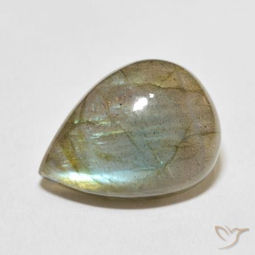 15.65ct Натуральный Многоцветный Лабрадорит, Форма груши, Полупрозрачный