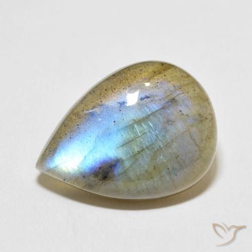 15.04ct Натуральный Многоцветный Лабрадорит, Форма груши, Полупрозрачный