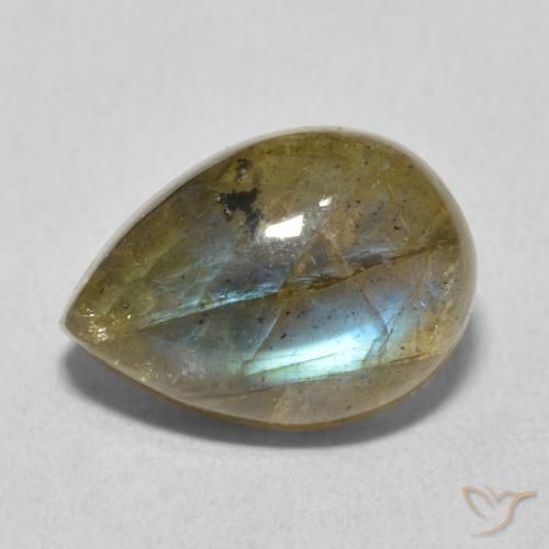 6.39ct Натуральный Многоцветный Лабрадорит, Форма груши, Полупрозрачный